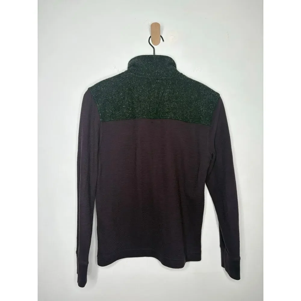 🧺 5 for $25 Sale Banana Republic Mens 1/4 Zip Sweater Small Sherpa Burgundy